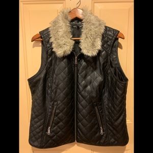 Baccini Faux leather black vest